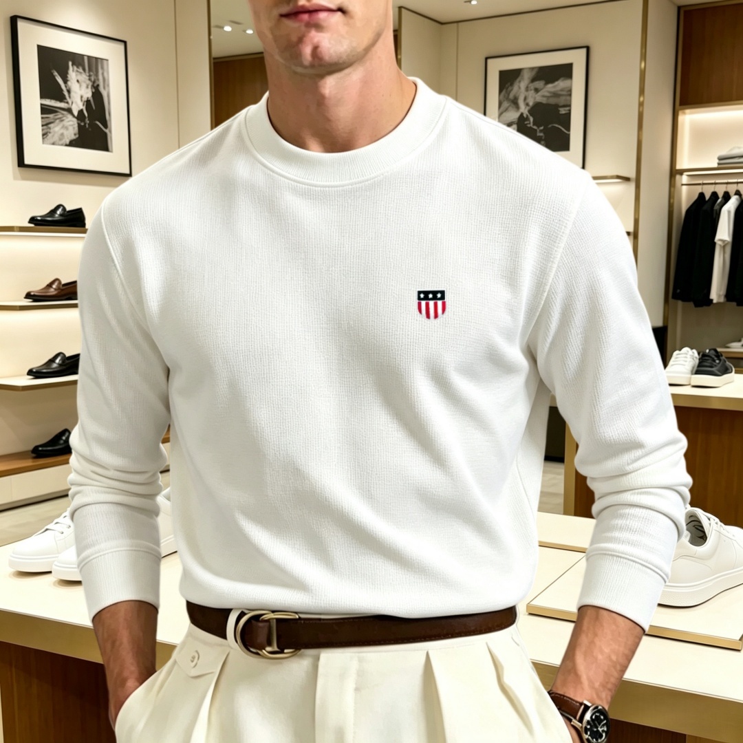 Men'S Fashion T Shirts - Soft cotton high-end brand men's long