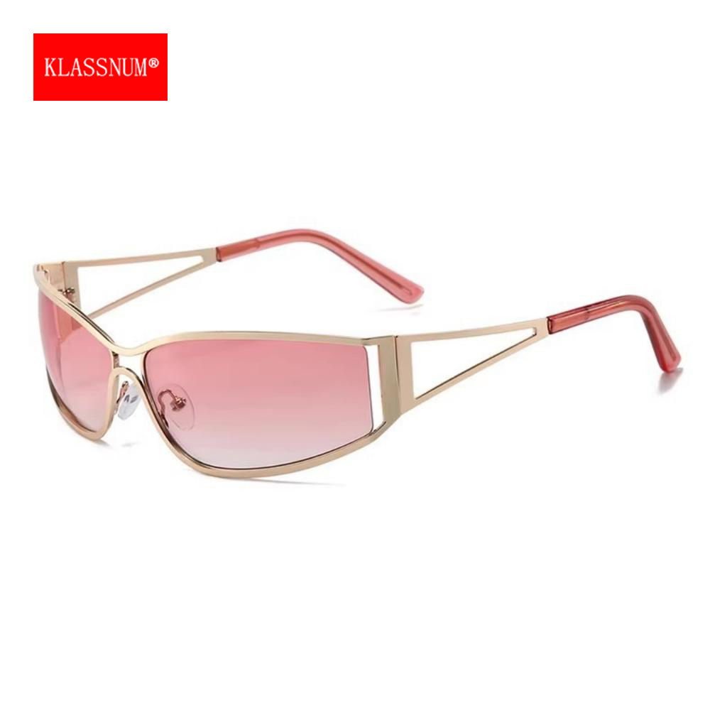 Mens Fashion In The 2000S - KLASSNUM Y2k Silver Metal Sunglasses Women