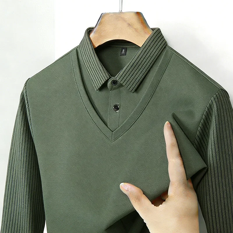 Mens Fashion Wear - Men's Fake Two Piece Shirt Collar