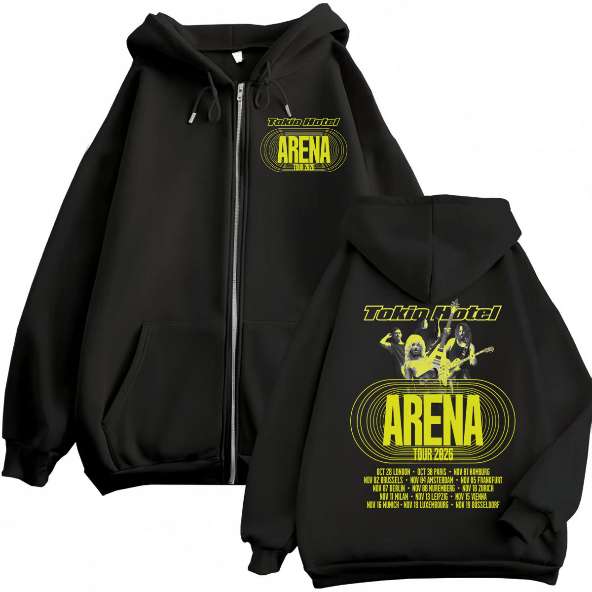 Mens Fashion Zip Up Hoodies - Tokio Hotel Arena Tour 2026 Zipper