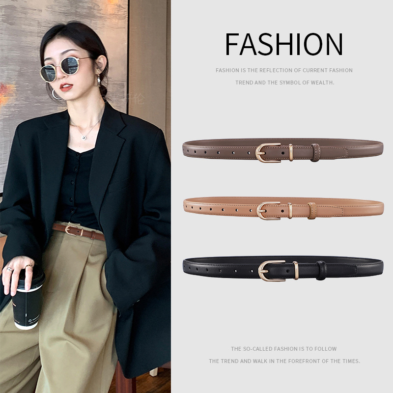 Leather Belt Braided - Women's Alloy Pin Buckle Two-layer Cowhide