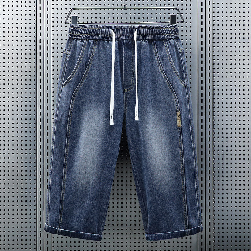 Jeans Pants Fashion Men - Men's Summer Elastic Waist Cropped Jeans