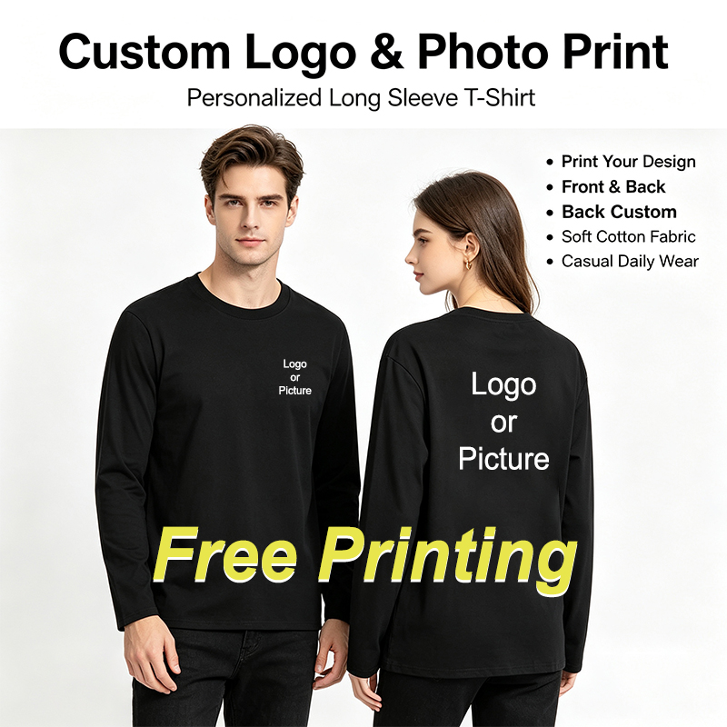 Men'S Fashion T Shirts - Customized Cotton Long Sleeve T-shirts Men