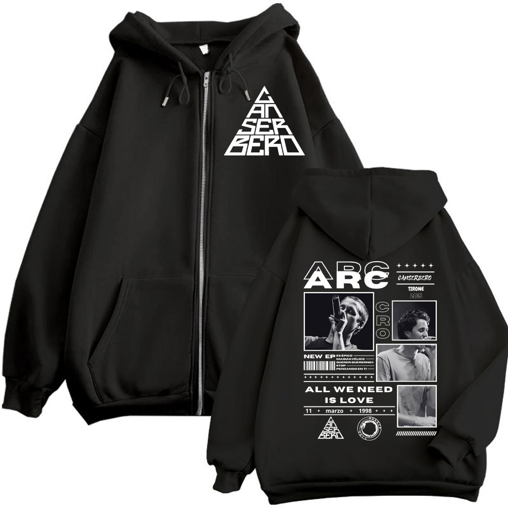 Mens Fashion Zip Up Hoodies - Canserbero All We Need Is Love
