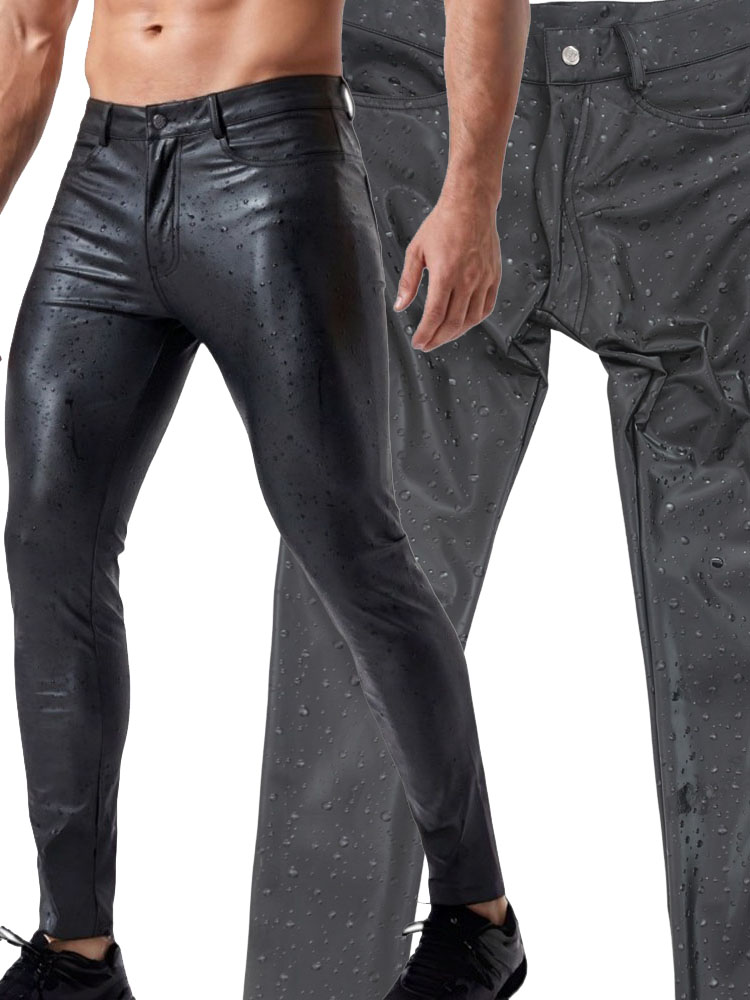 Jeans Pants Fashion Men - 3D Water Drop Print Elastic PU