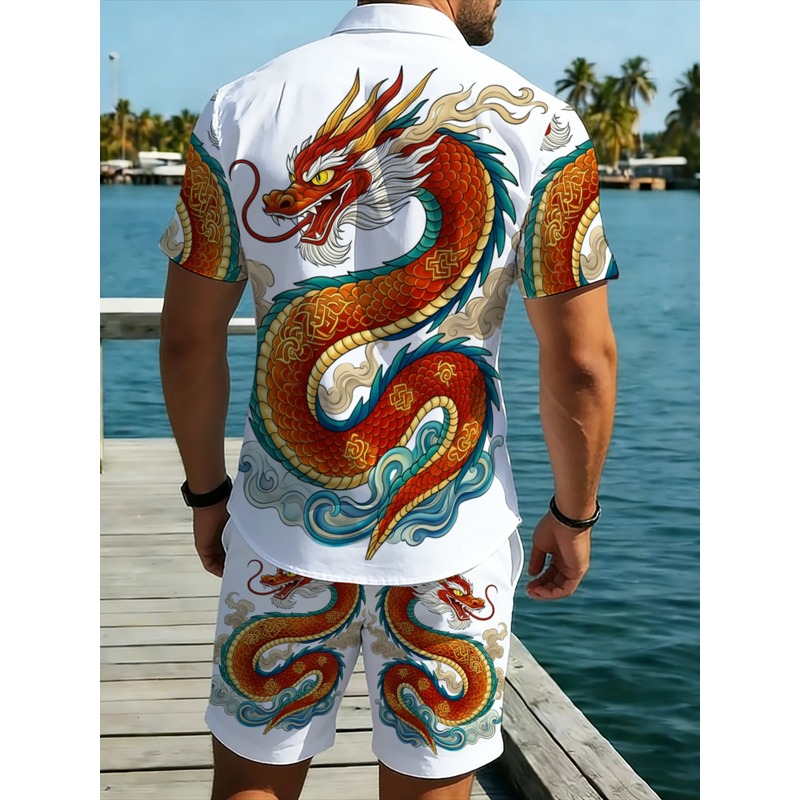 Summer Men's 2 Piece Dragon Pa - Mens Fashion Wear 评论和价格
