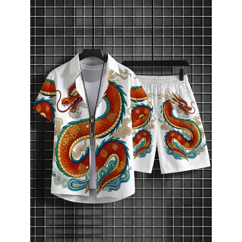 Summer Men's 2 Piece Dragon Pa - Mens Fashion Wear 评论和价格
