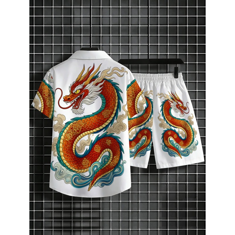 Summer Men's 2 Piece Dragon Pa - Mens Fashion Wear 评论和价格