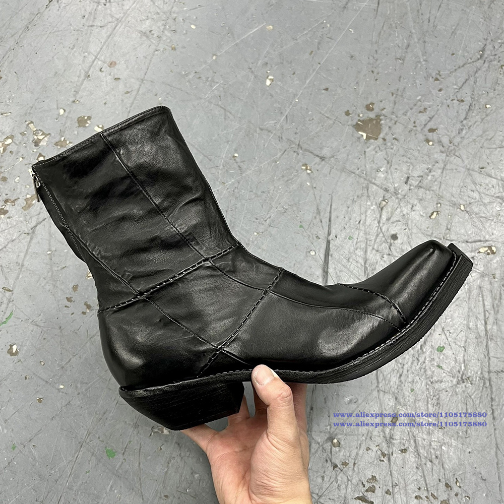 Black Leather Men's Boots Poin - Chelsea Boots Men 评论和价格