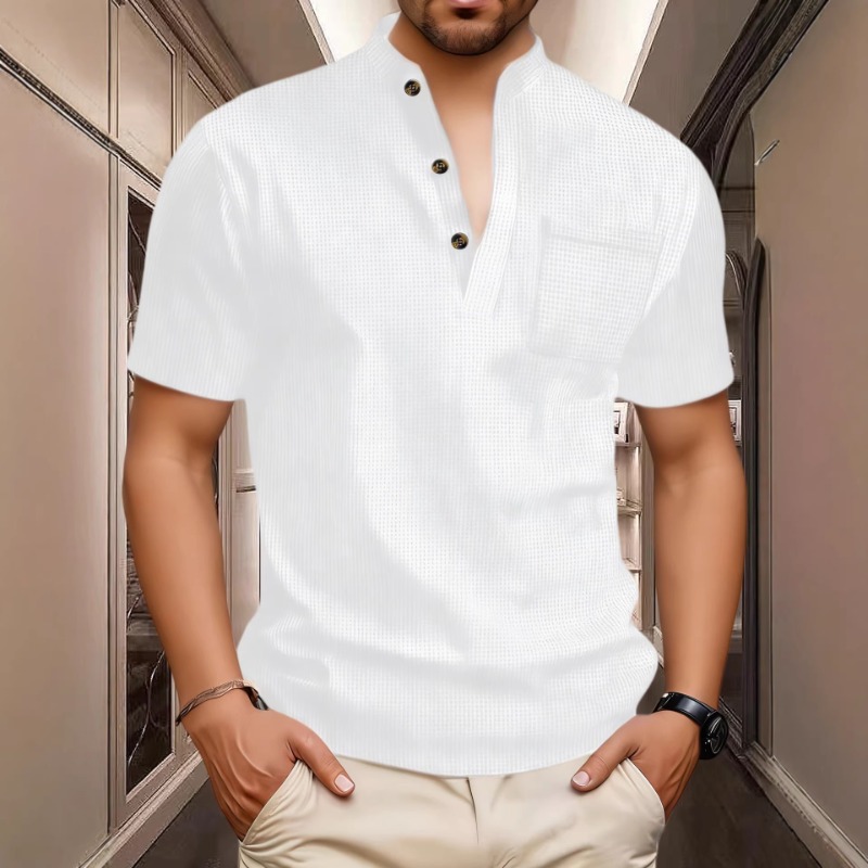 Men's Summer Casual Henley Nec - Mens Fashion Wear 评论和价格