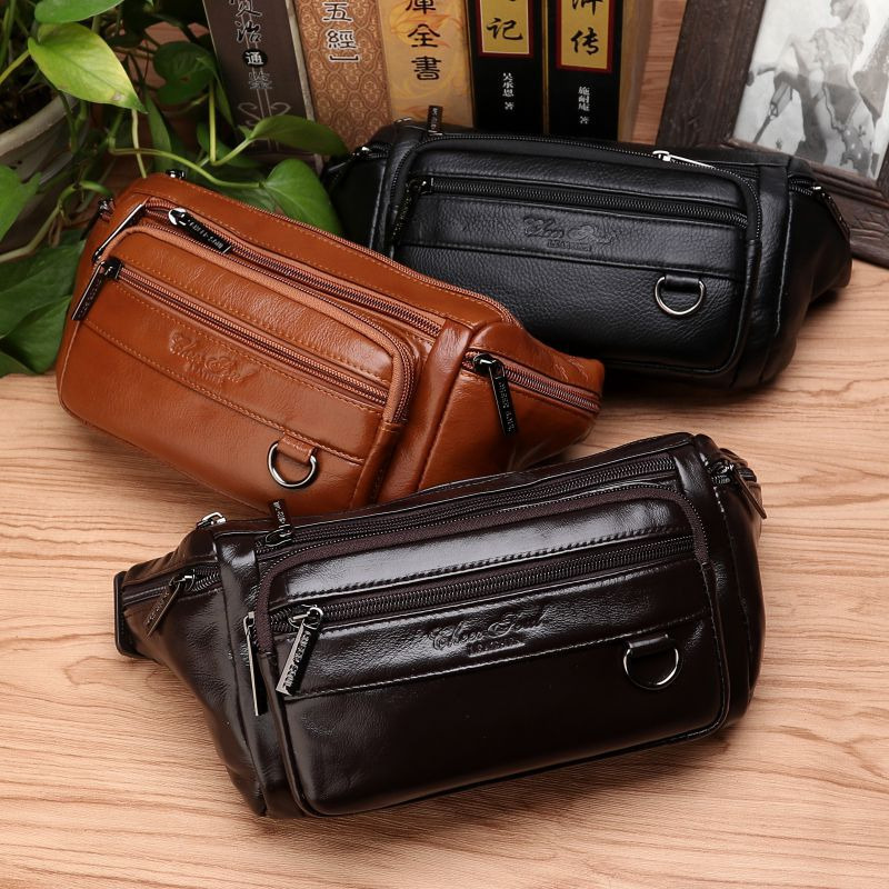 Men Waist Fanny Bags Sling Che - Leather Belt Braided 评论和价格
