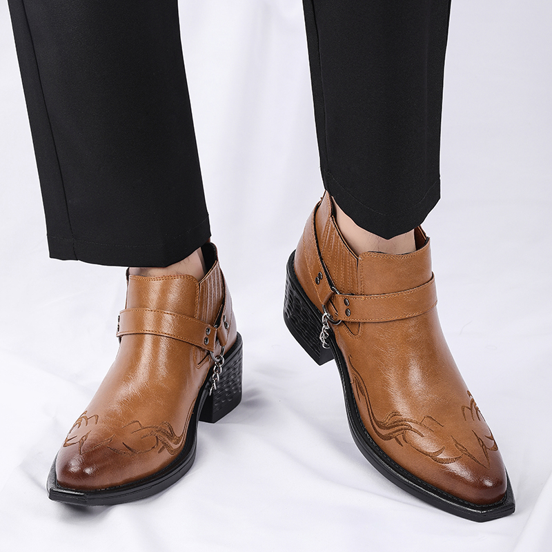 New Brown /Black Cow Leather B - Chelsea Boots Men 评论和价格