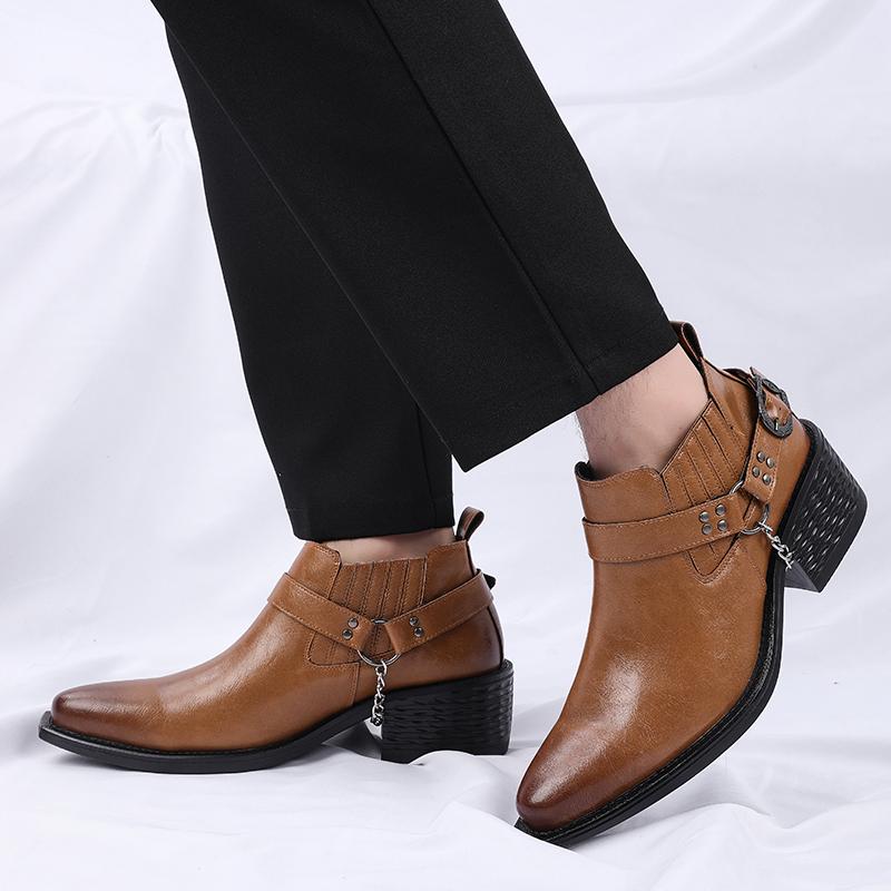 New Brown /Black Cow Leather B - Chelsea Boots Men 评论和价格