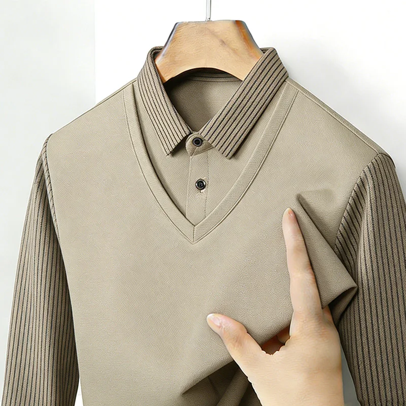 Men's Fake Two Piece Shirt Col - Mens Fashion Wear 评论和价格