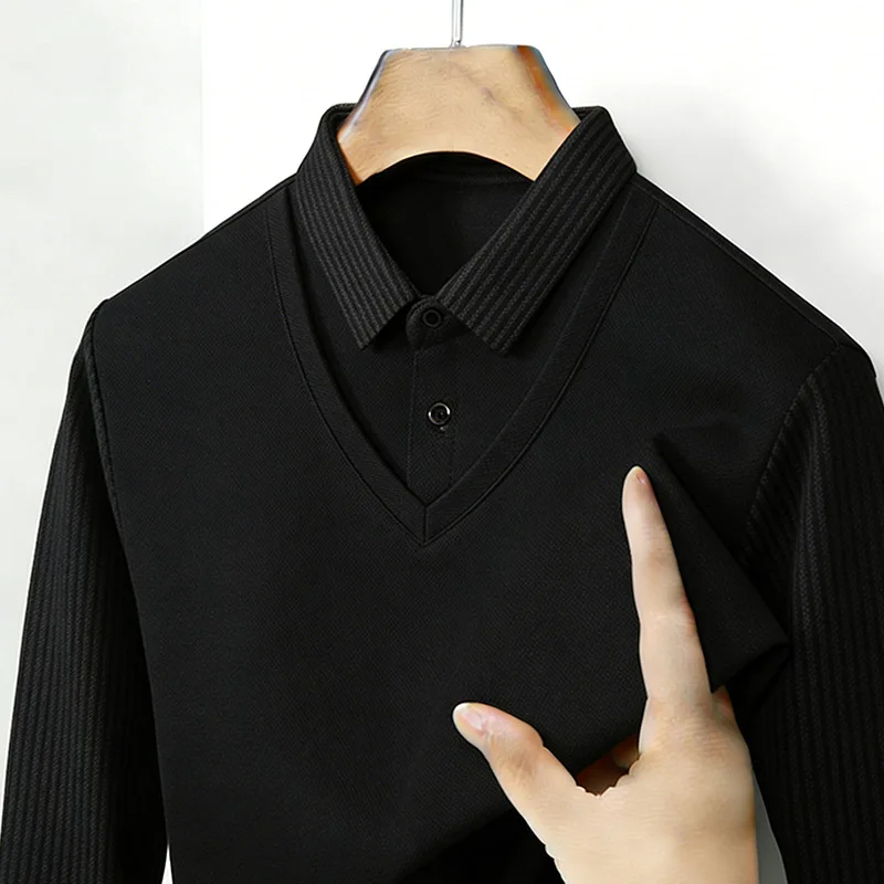 Men's Fake Two Piece Shirt Col - Mens Fashion Wear 评论和价格