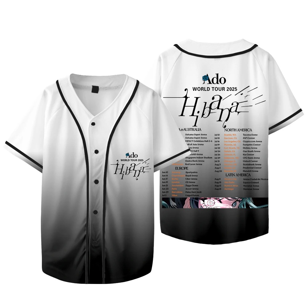 Ado Hibana World Tour  Merch J - Mens Fashion Baseball Jersey 评论和价格