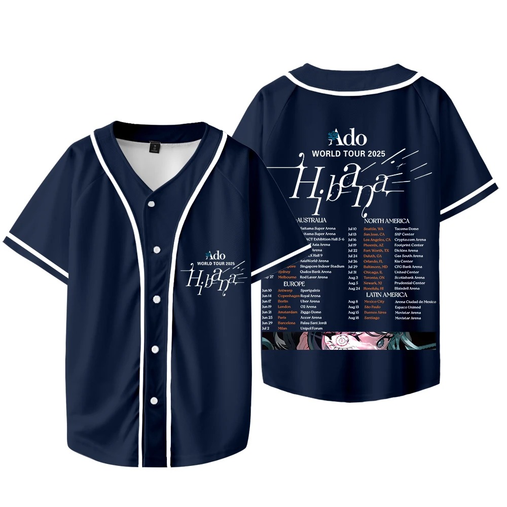 Ado Hibana World Tour  Merch J - Mens Fashion Baseball Jersey 评论和价格