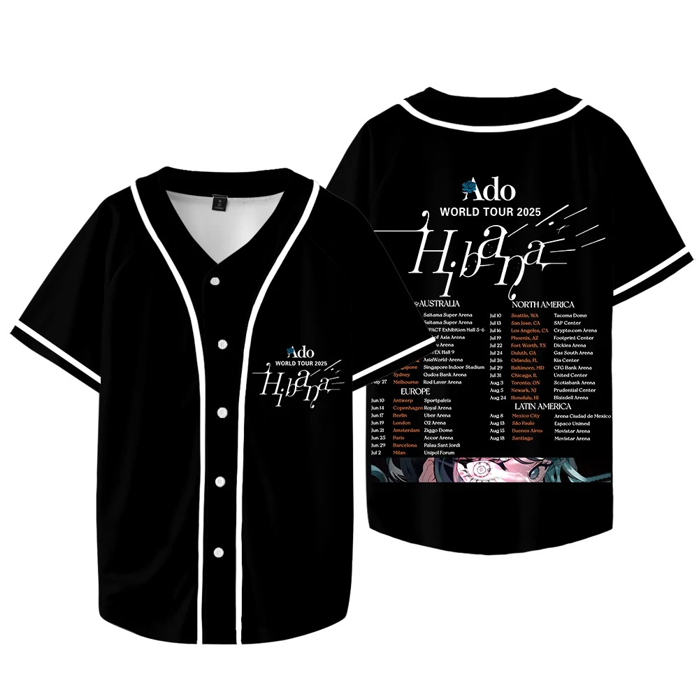 Ado Hibana World Tour  Merch J - Mens Fashion Baseball Jersey 评论和价格