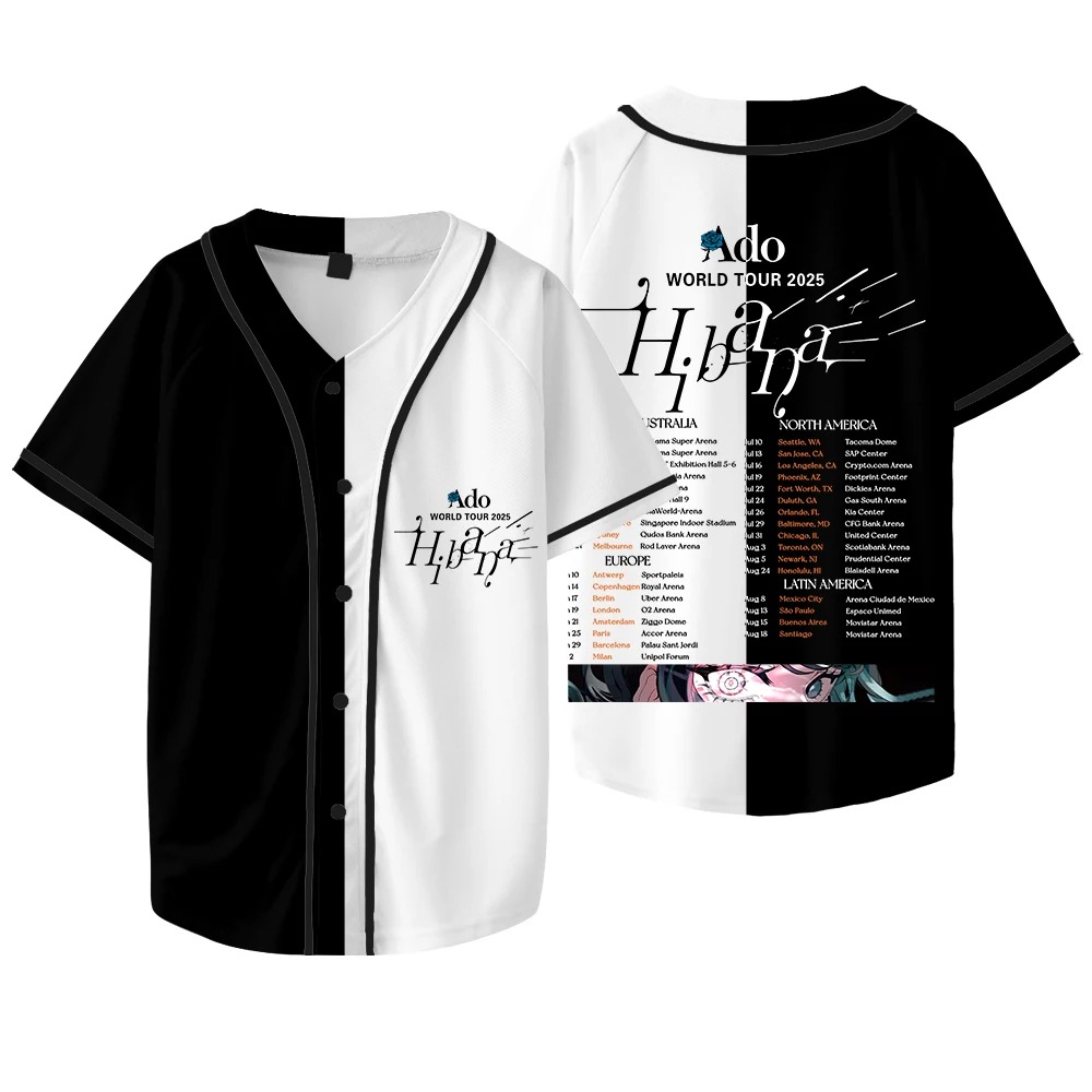 Ado Hibana World Tour  Merch J - Mens Fashion Baseball Jersey 评论和价格
