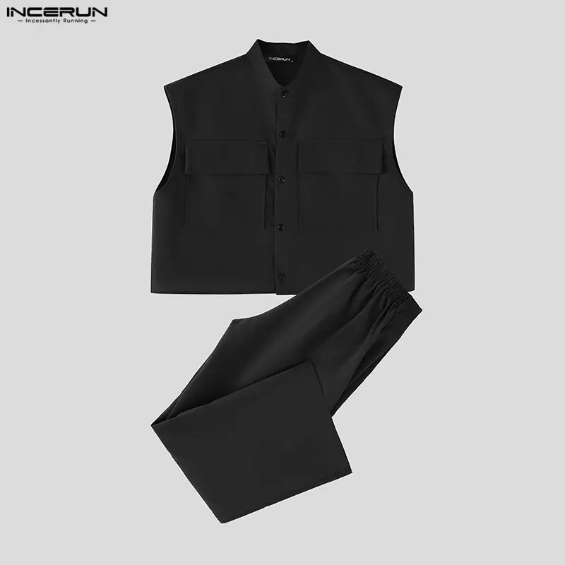 INCERUN Men Sets Solid Sleevel - Mens Fashion Wear 评论和价格