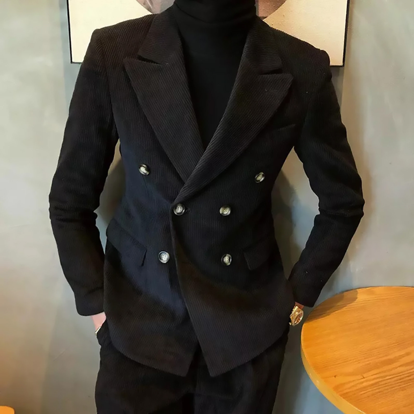 Corduroy Casual Peaked Lapel S - Corduroy Jacket Men 评论和价格