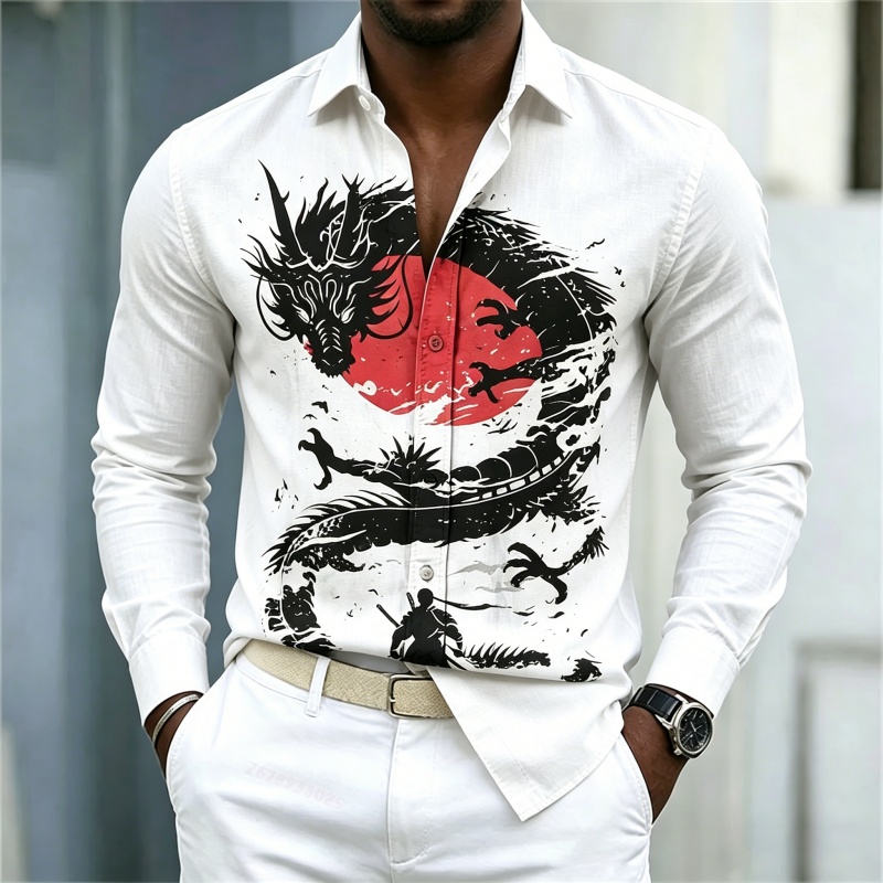 2026 New Men's Shirt White Bla - Mens Fashion Wear 评论和价格
