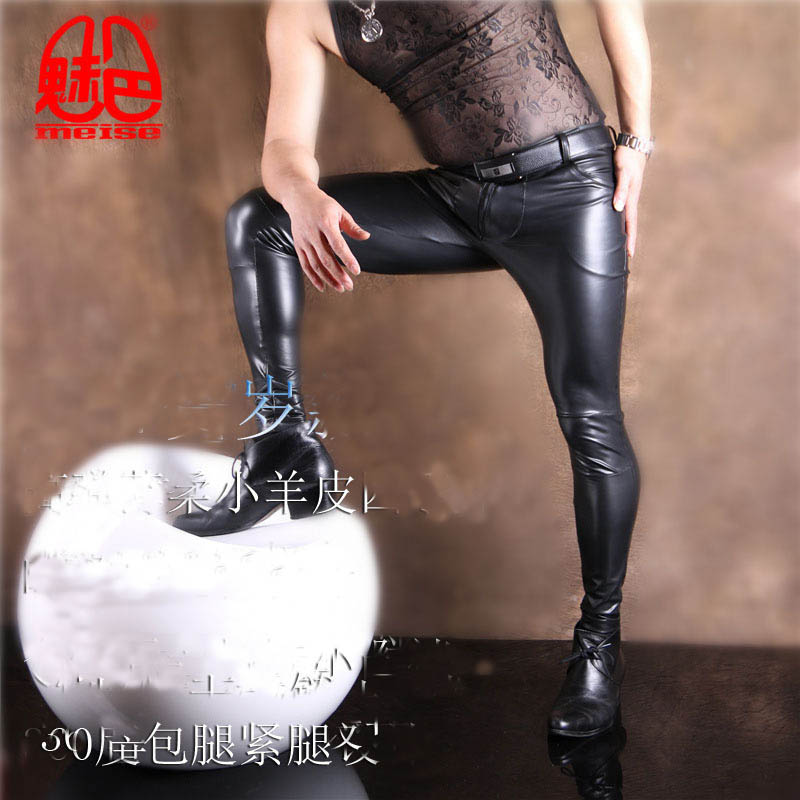 Men's PU Leather Skinny Jeans  - Jeans Pants Fashion Men 评论和价格