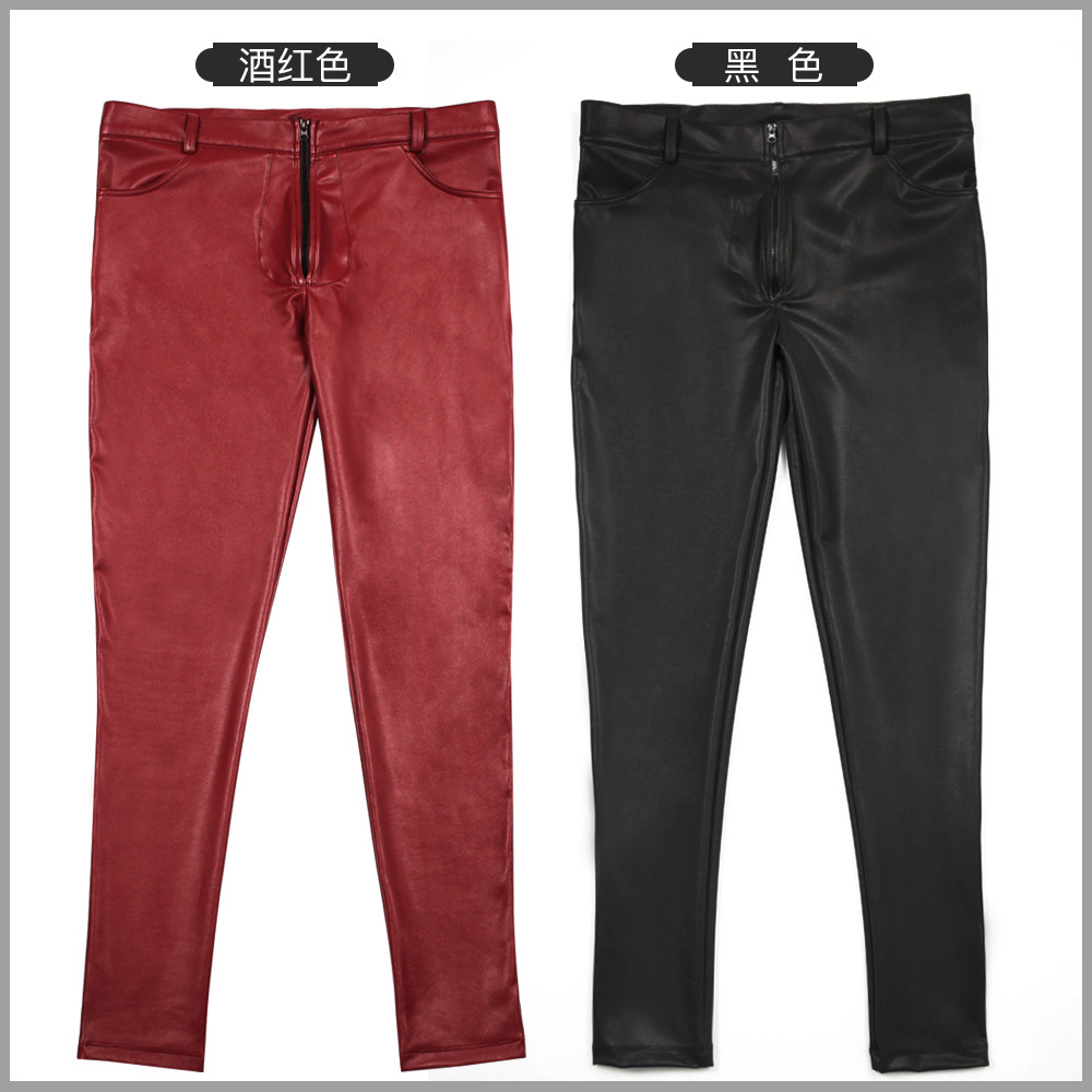 Men's PU Leather Skinny Jeans  - Jeans Pants Fashion Men 评论和价格