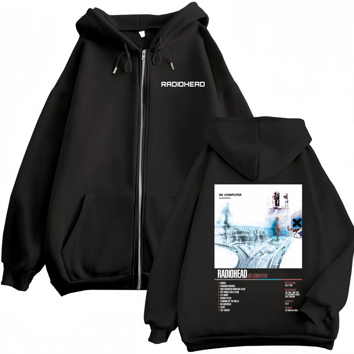 Radiohead Music Album Poster G - Mens Fashion Zip Up Hoodies 评论和价格