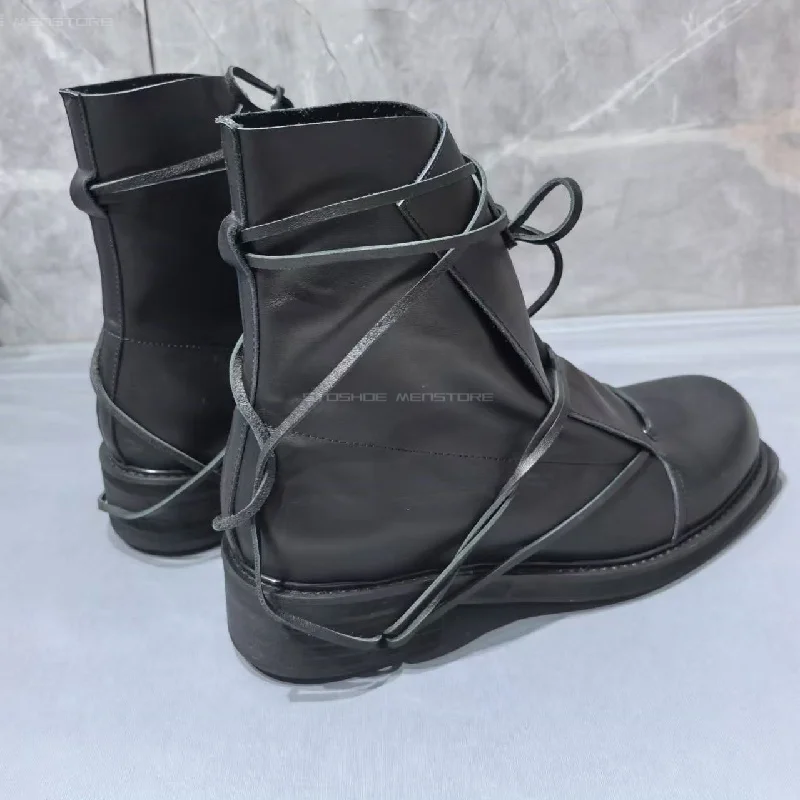 Black Genuine Leather Square T - Chelsea Boots Men 评论和价格