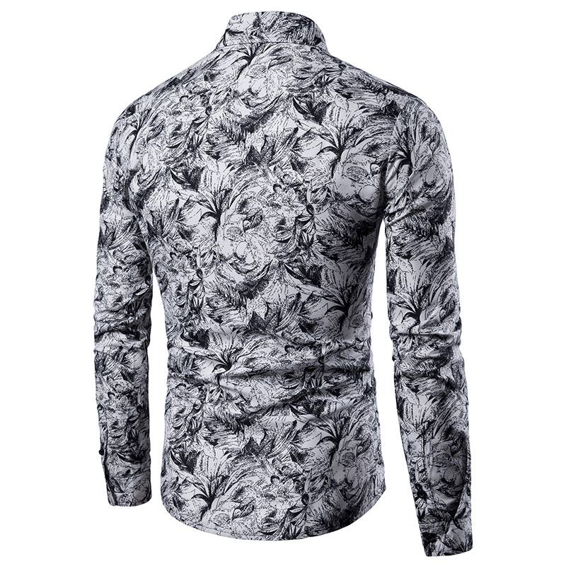 Mens Printed Lapel Long Sleeve - Mens Fashion Wear 评论和价格