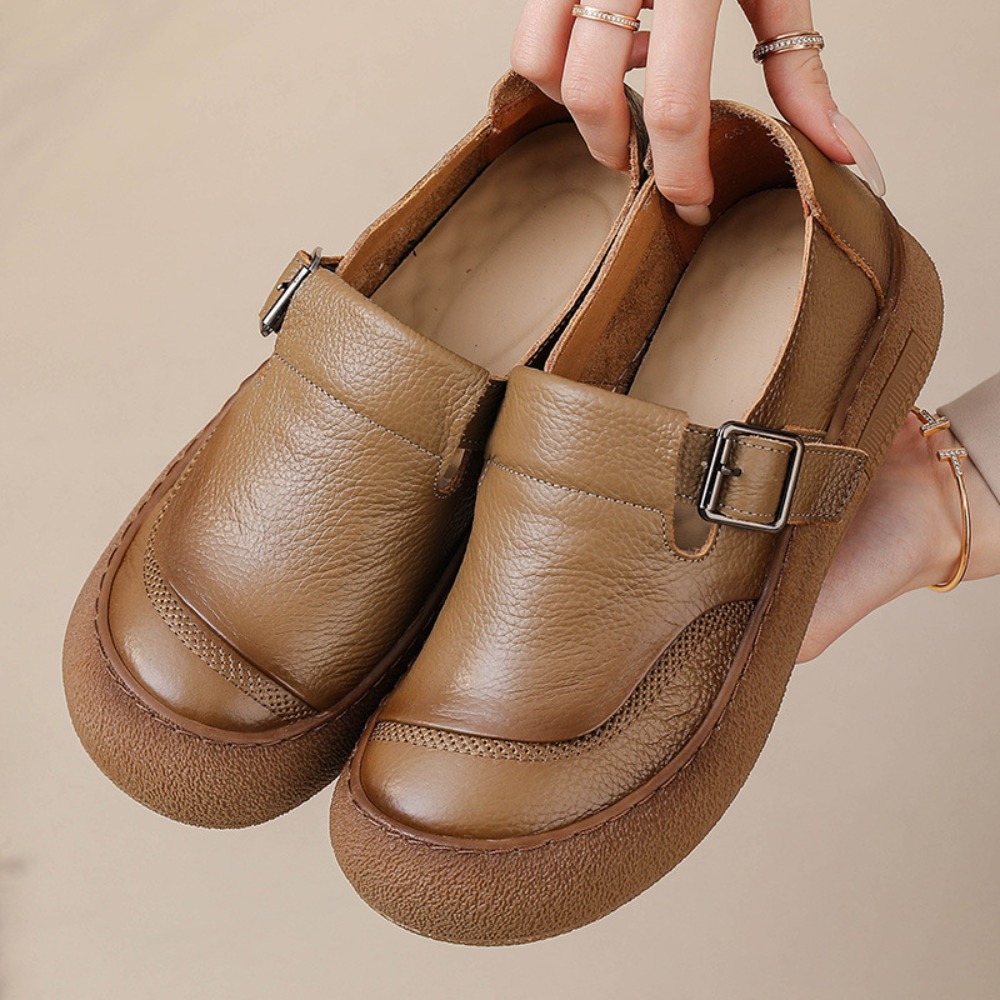 Casual Single Shoes for Women  - Leather Belt Braided 评论和价格