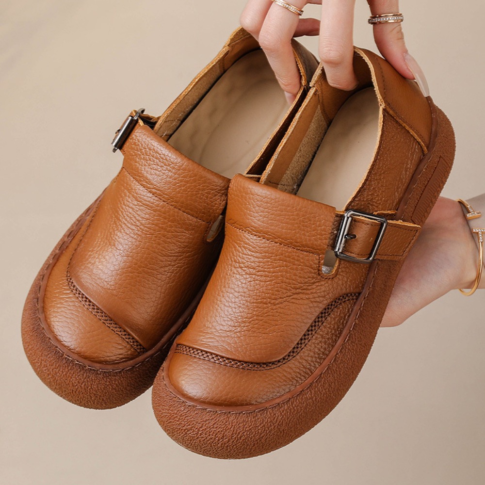 Casual Single Shoes for Women  - Leather Belt Braided 评论和价格