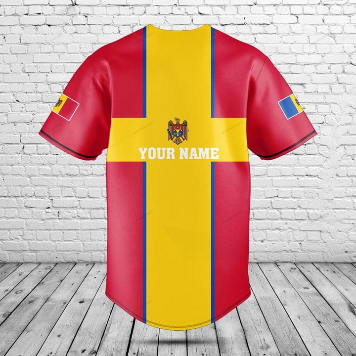 Custom Name Moldova Flag Graph - Mens Fashion Baseball Jersey 评论和价格
