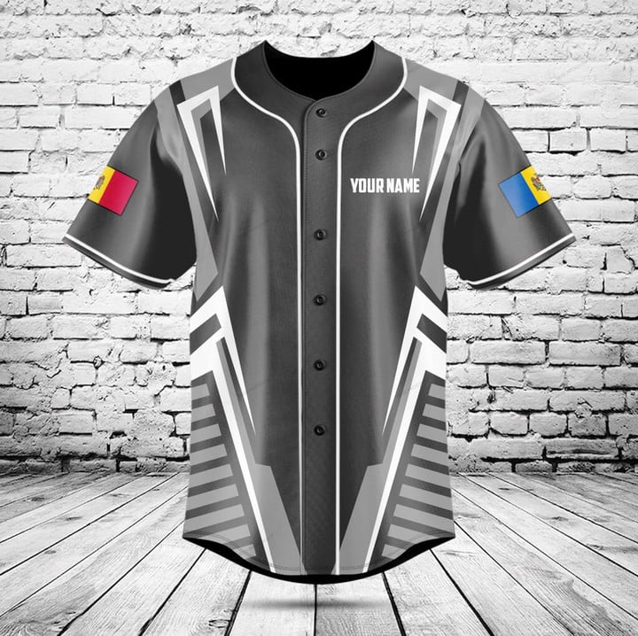 Custom Name Moldova Flag Graph - Mens Fashion Baseball Jersey 评论和价格