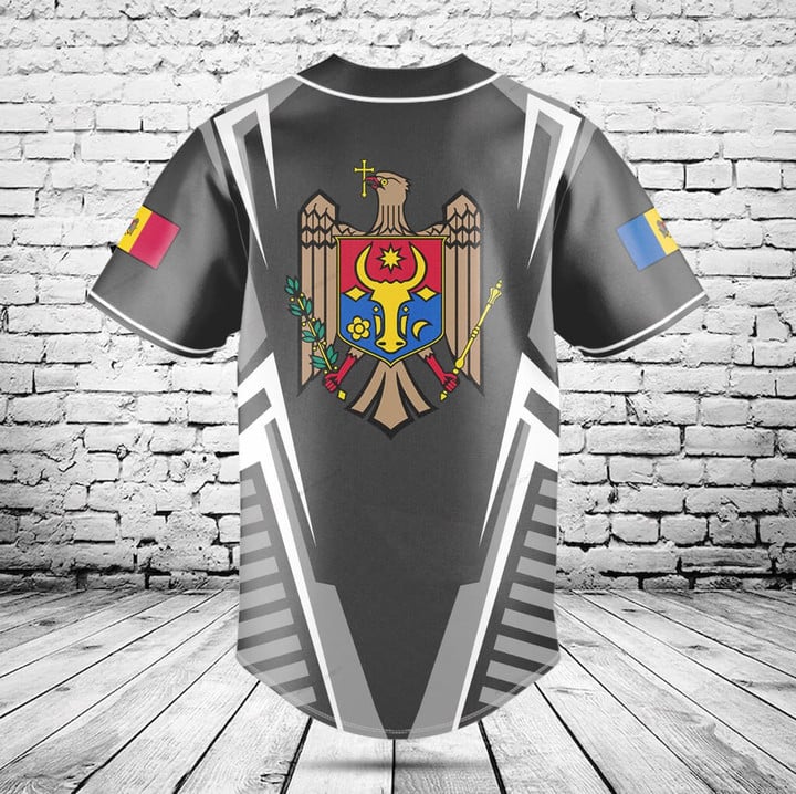 Custom Name Moldova Flag Graph - Mens Fashion Baseball Jersey 评论和价格