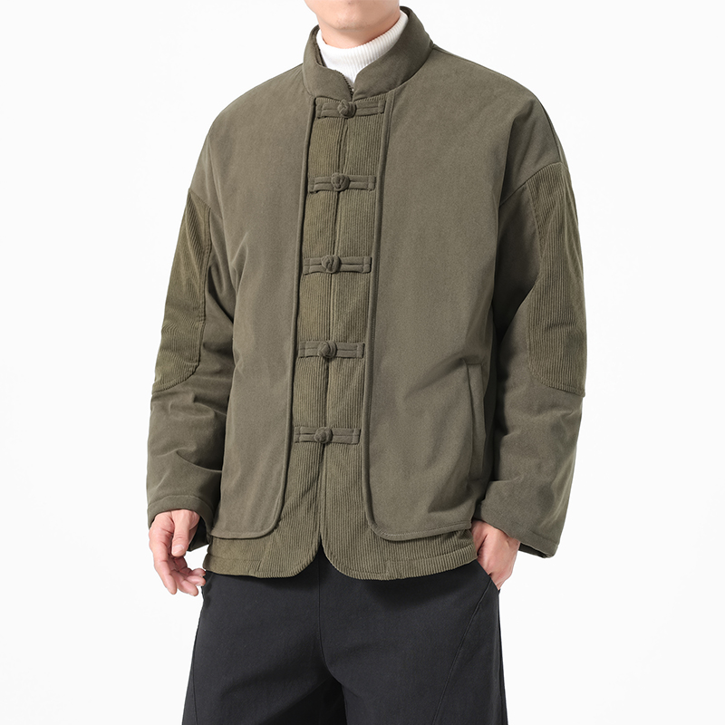 Chinese Style Men Cotton Padde - Corduroy Jacket Men 评论和价格