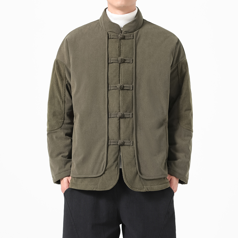 Chinese Style Men Cotton Padde - Corduroy Jacket Men 评论和价格