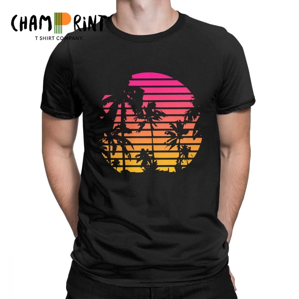 Sunset Palm Tree Vintage Tee S - Men'S Fashion From The 80S 评论和价格