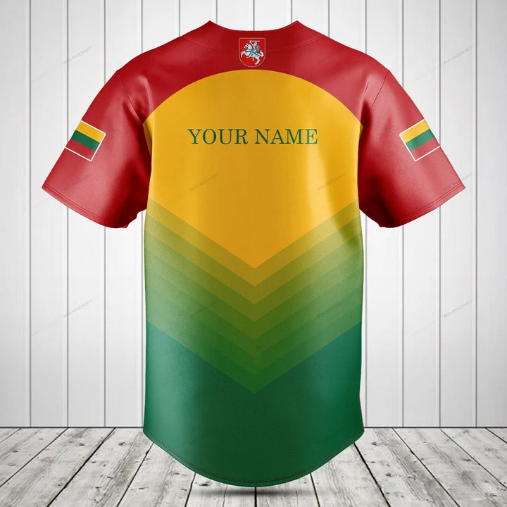 Custom Name Lithuania Flag Gra - Mens Fashion Baseball Jersey 评论和价格
