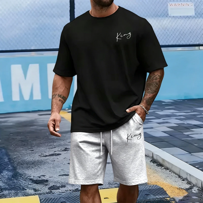 King Letter Men's Set Cotton T - Men Fashion King 评论和价格
