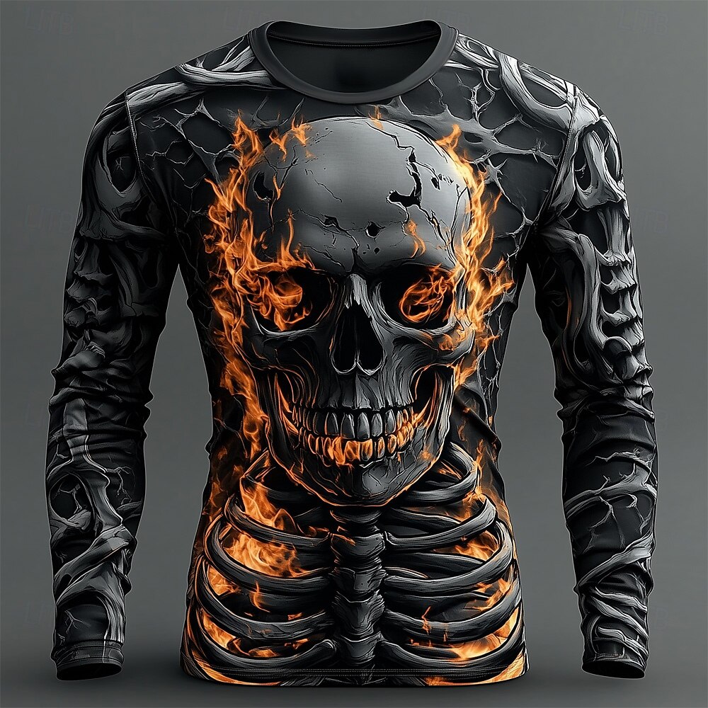 Men's 3D Flame Skull Pattern T - Men'S Fashion T Shirts 评论和价格