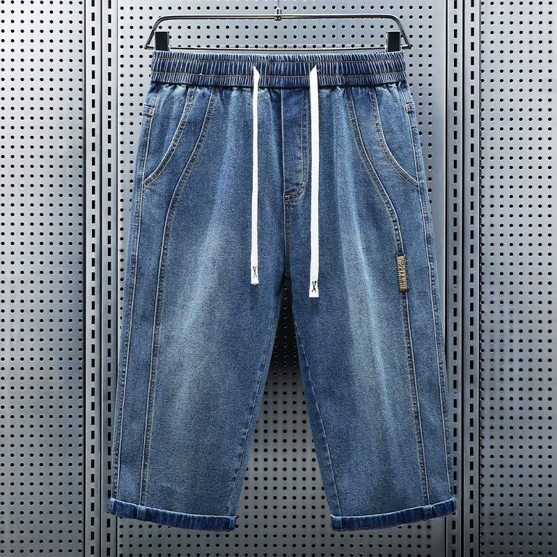 Men's Summer Elastic Waist Cro - Jeans Pants Fashion Men 评论和价格