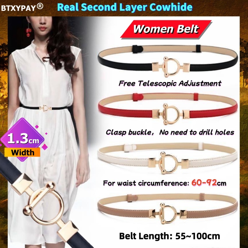 1.3cm Width 1M Women OT Clasp  - Leather Belt Braided 评论和价格