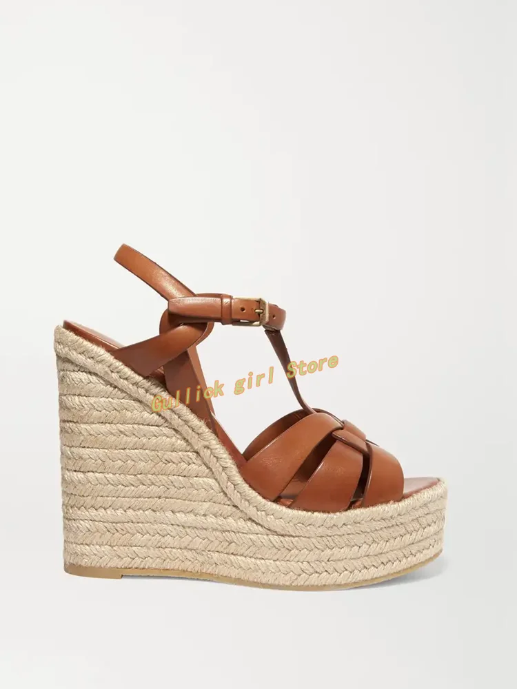 Wedges Platform Braid Sandals  - Leather Belt Braided 评论和价格