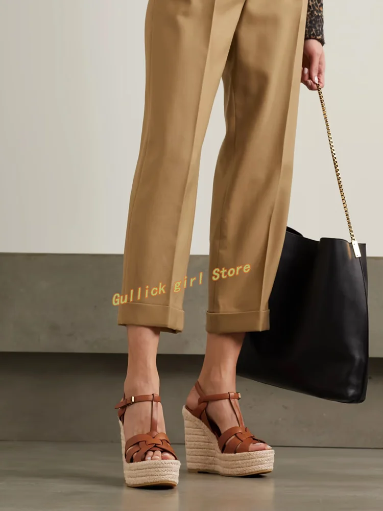 Wedges Platform Braid Sandals  - Leather Belt Braided 评论和价格