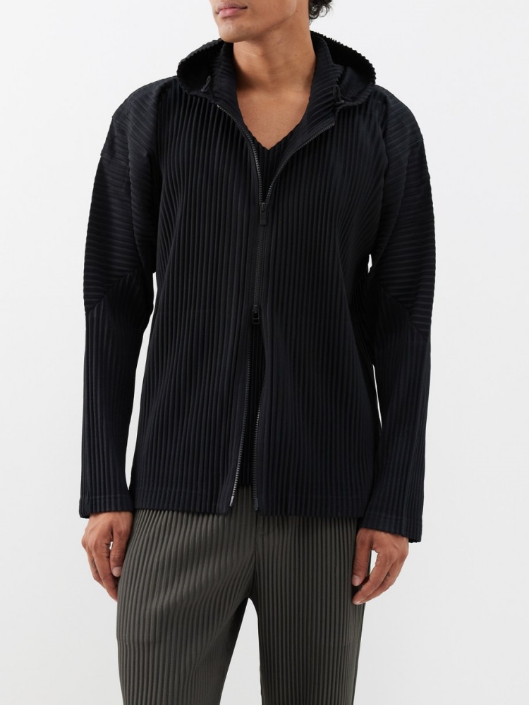 Miyake Pleated Men Zip-up Plis - Mens Fashion Zip Up Hoodies 评论和价格