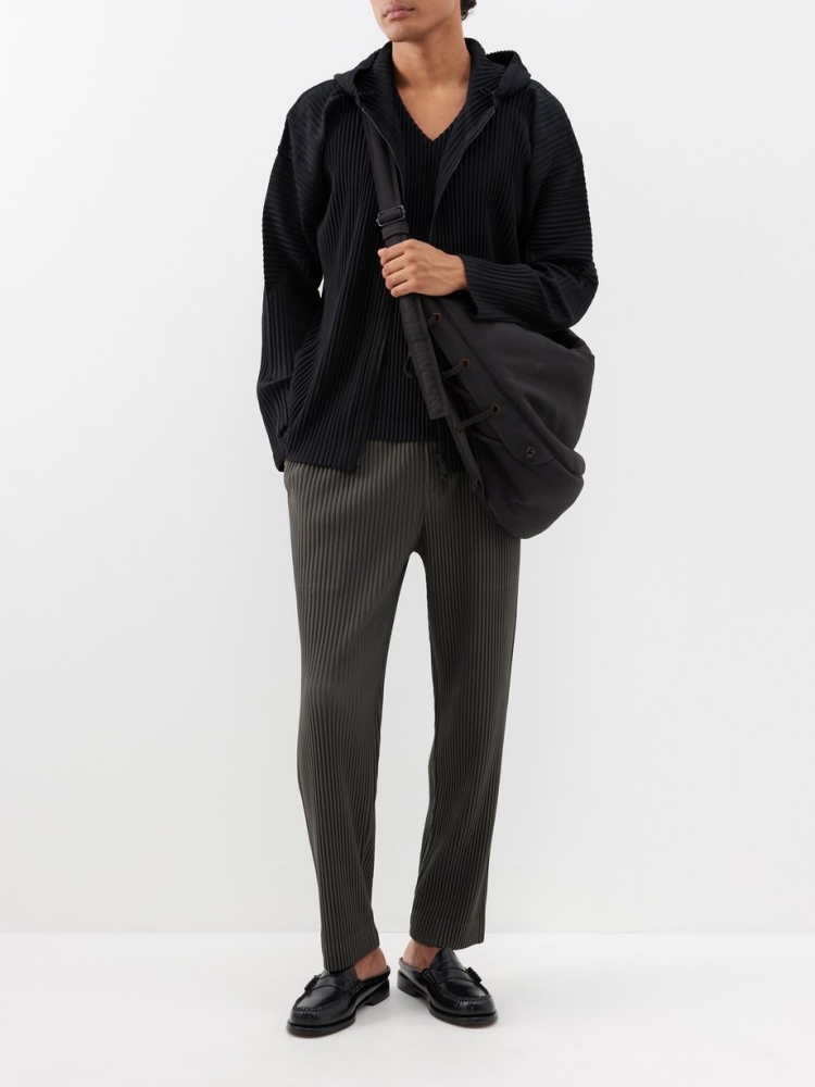 Miyake Pleated Men Zip-up Plis - Mens Fashion Zip Up Hoodies 评论和价格