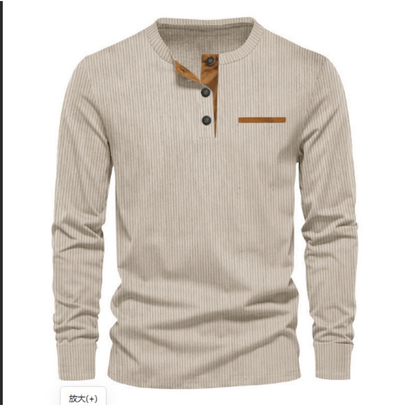 Men's Corduroy Henley Neck Lon - Mens Fashion Wear 评论和价格