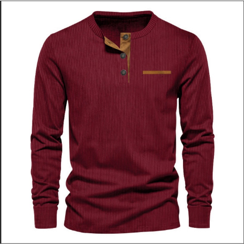 Men's Corduroy Henley Neck Lon - Mens Fashion Wear 评论和价格